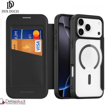 Dux Ducis Skin X Pro dirbtinos odos juodas dėklas su magsafe (Apple Iphone 17 Pro/Iphone 18 Pro) Dux Ducis Skin X Pro dirbtinos odos juodas dėklas su magsafe (Apple Iphone 17 Pro/Iphone 18 Pro)